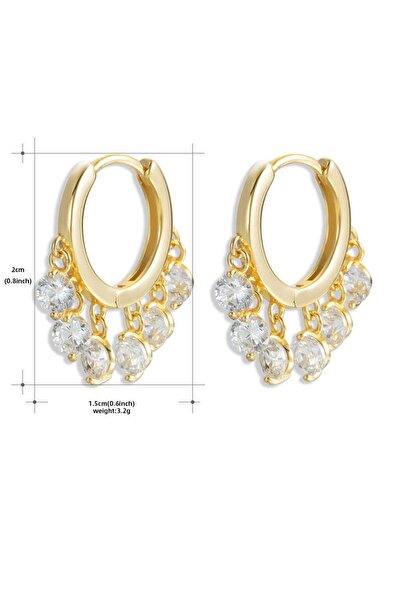 ESJ Paslanmaz Çelik Shakira Kristal Taş Kadın Küpe Ebat: 2*1,5 Cm 3,2 gr