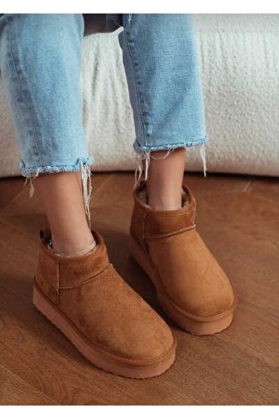 BRGL KADIN ULTRA HAFİF KALIN TABAN İÇİ KOMPLE KÜRKLÜ SÜET BOT