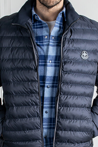 Frappoli Напіврибальський комір Класичний крій Синій надувний пуховик