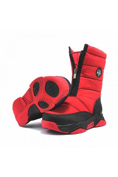 KHIONES Red Front Zipper Girl's Snow Boots