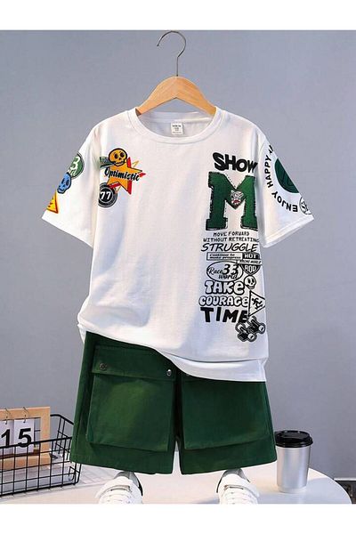 AMMA Kids Show Printed T-shirt Shorts Top and Bottom Set
