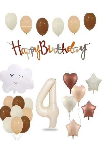 DÜVENCİ TİCARET Set de aniversare retro; Folie de numere crem