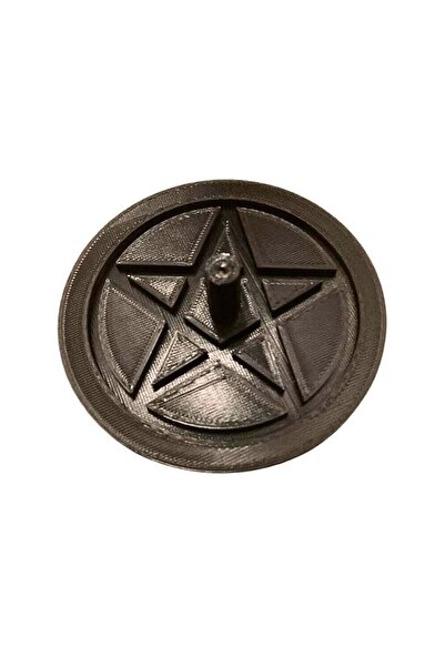 Biçim Vadisi - Pentagram Tütsülük - Yıldız Figürlü Dik Tütsü Tutucu - Siyah Plastik 10 cm Çap Dekor