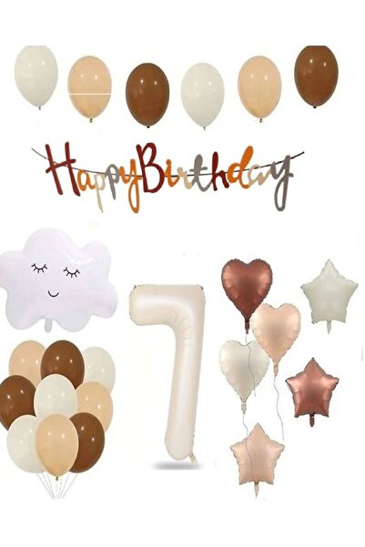 DÜVENCİ TİCARET Set de aniversare retro; Folie de numere crem