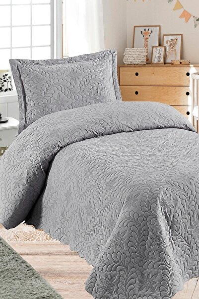 ŞENER HOME Örtüm Ivy Gri Tek Kişilik Microfiber Kapitone Yatak Örtüsü