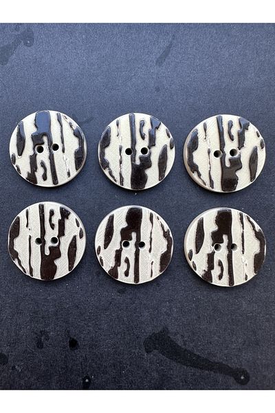 aensia Brown Striped Leopard Patterned Button on Beige 44 Size Polyester Button Coat Jacket Button-Pack of 6