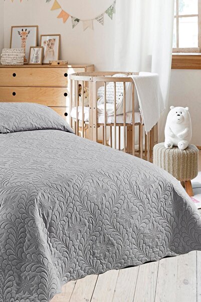 ŞENER HOME Örtüm Ivy Gri Tek Kişilik Microfiber Kapitone Yatak Örtüsü