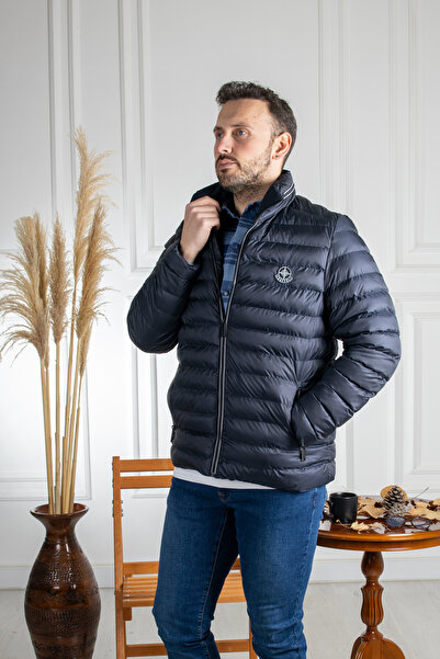 Frappoli Напіврибальський комір Класичний крій Синій надувний пуховик