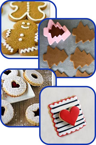 Eynel Man, Pine Tree, Square, Round Cookie Mold Set Shaped Serrated Dough Cutter