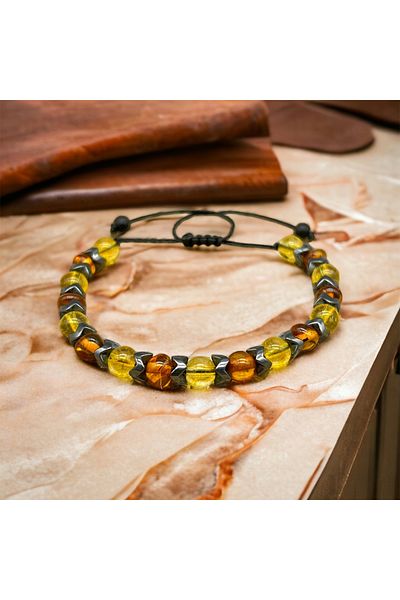 İKİZLER DOĞAL TAŞ AMBER AND CITRINE NATURAL BRACELET