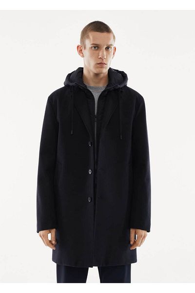 MANGO Man Wolljacke – Abnehmbare Kapuze