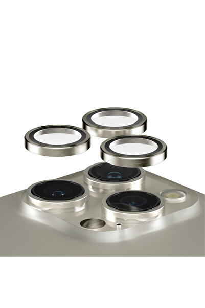 İphone 15 Pro & Pro Max Safir Lens Koruyucu Naturel Renk