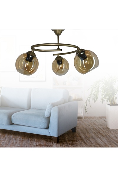 Genel Markalar Ikonia Avize Dönence Eskitme Renkli Bal Camlı Modern Salon - M...