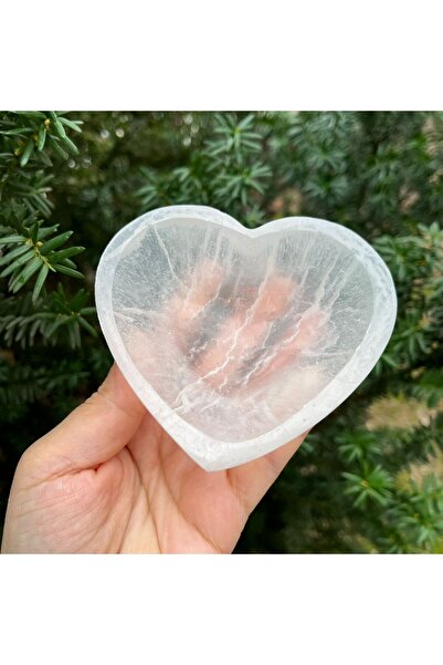 Gepstone Kalp Selenit Doğal Taş Çanak 10 CM