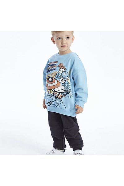 LC Waikiki LCW Baby Crew Neck Long Printed Sweatshirt and Pants for Baby Boy - Set of 2