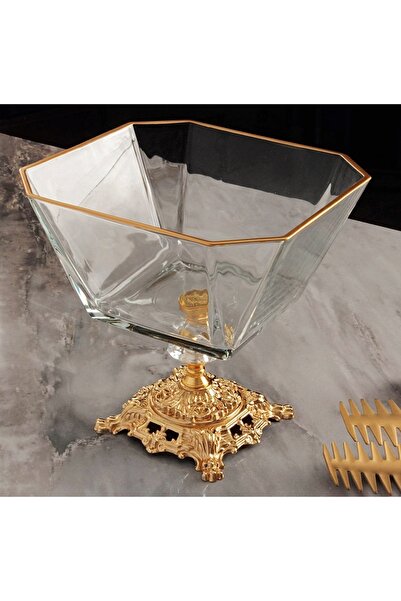 Elta Collection سلطة كبيرة من الزجاج المصبوب من كارين ووعاء تقديم