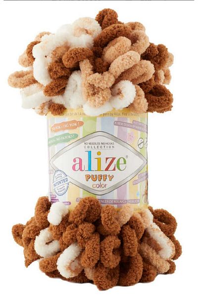 Alize Marbled Hand Knitted Velvet Rope 5 Pcs - Puffy Color No6398