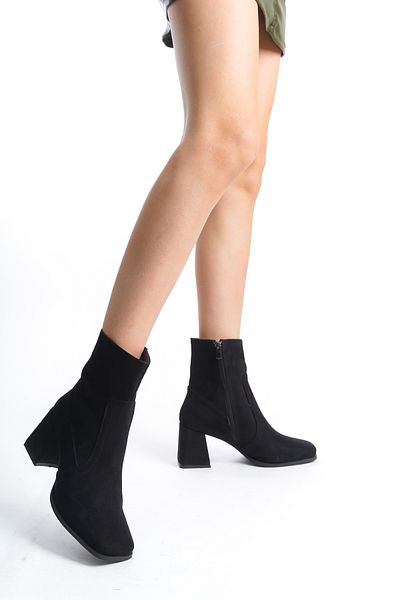 ÜNAL ÖZER Unal Ozer Women's Black Suede Daily Zippered Classic Boots Un001-0121