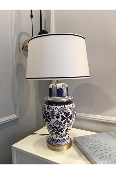 Dekordan House Bleu Blanc Klasik Desen Abajur (50CM)