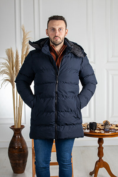 Frappoli Знімний капюшон на блискавці Надувний синій пуховик