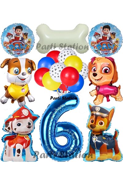 Parti Station Paw Patrol 6 Yaş Balon Set Paw Petrol Marshall Chase Skye Rubbl...