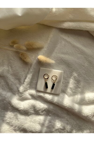 PelvedDesign Yeşim Taşı Doğal Taş Altın Kaplama Küpe