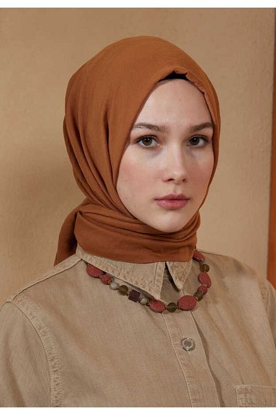 BURDEN IPEK Cotton Kraş Shawl Cinnamon