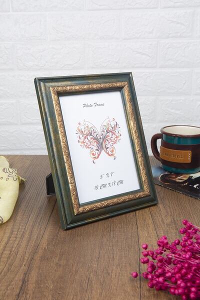 Seniste Modena Dekoratif Resim Çerçevesi Tekli Yeşil-gold Ayarlanabilir Ayakl...