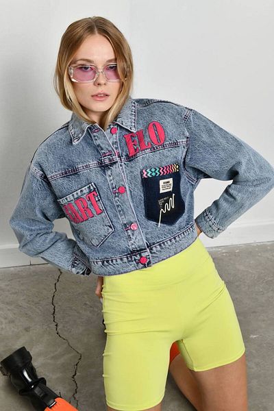 S&A Collectionn Jachetă de jeans scurtă colorată pentru femei