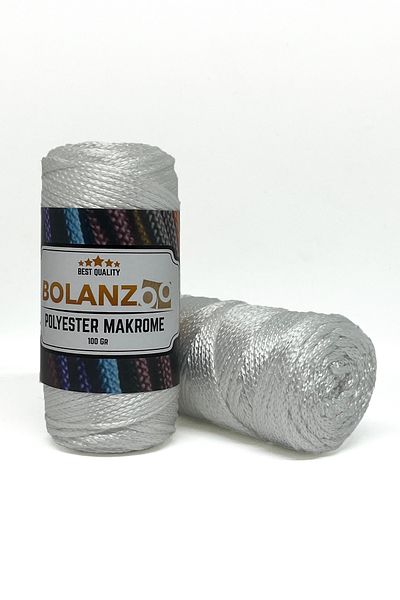 Bolanzoo Polyester Macrame Thread 2 Pieces 100gr White 3mm Knitting Thread