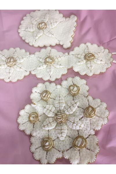 BONBON مجموعة مناشف المهر المحبوكة يدويًا