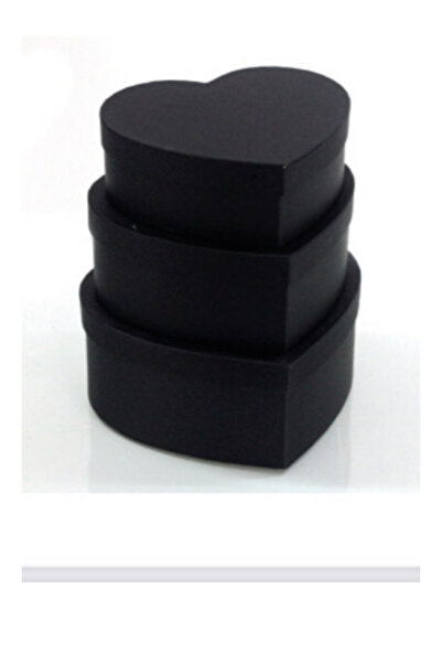 PAZARAKOŞ kalpli kutu seti 3 lü siyaz 7*20 cm 8*21 cm 10*23 cm