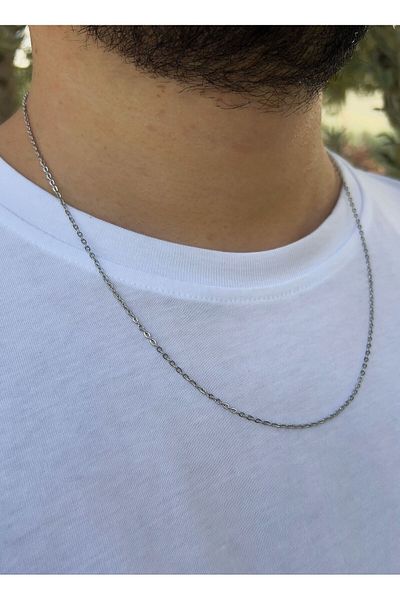 Piercing Market Steel & Silver Men's Silver Color Special Design Model Necklace