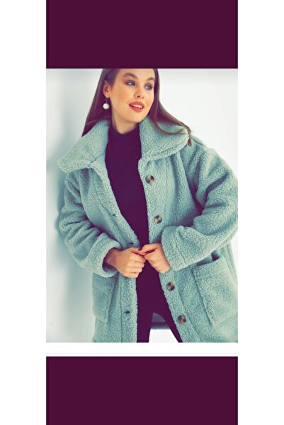 GENÇ MODA Oversize Collared Buttoned Plush Jacket