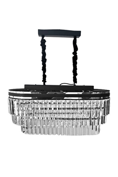 Birsen Aydınlatma Kristalim Gümüş Detaylı 70x30 Cm'Lik Kristal Taşlı Lüks Avize - Yatak Odası - Salon - Mutfak