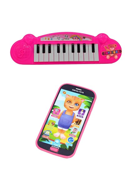 TOYSTORE Oyuncak Türkçe Müzikli Sesli Dokunmatik Kedili Telefon Pembe Ve Piya...