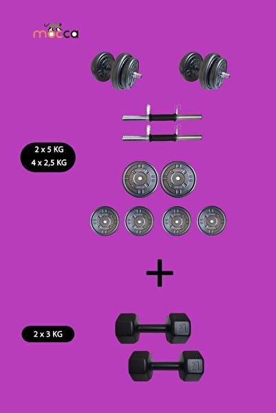 Mocca Style 20 Kg +2 X 3 Kg Dambıl Seti Ağırlık Ve Vücut Geliştirme Aleti 26 Kg