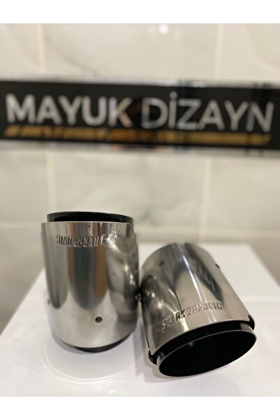 Mayuk Dizayn AKRAPOVİC 90mm DIŞI KROM TEKLİ Siyah Egzoz Ucu 2 ADET