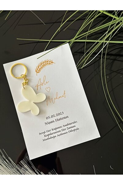 Masalsı Concept 25 Adet Kartlı Kelebek Anahtarlık Düğün,kına,söz,nişan Hediye...