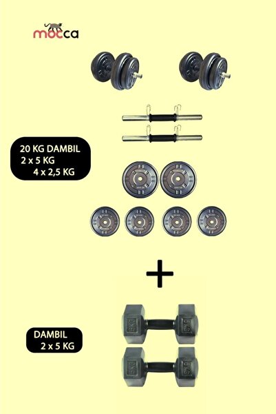 Mocca Style 20 Kg +(2 X 5 Kg) Dambıl Seti Ağırlık Ve Vücut Geliştirme Aleti 3...