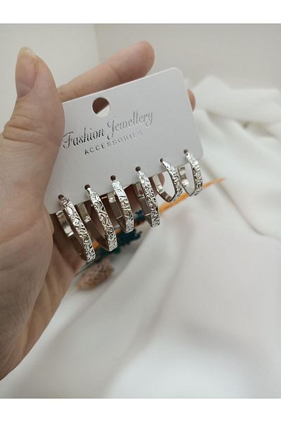 Ezgili Takı Embossed Pattern Multiple Earrings