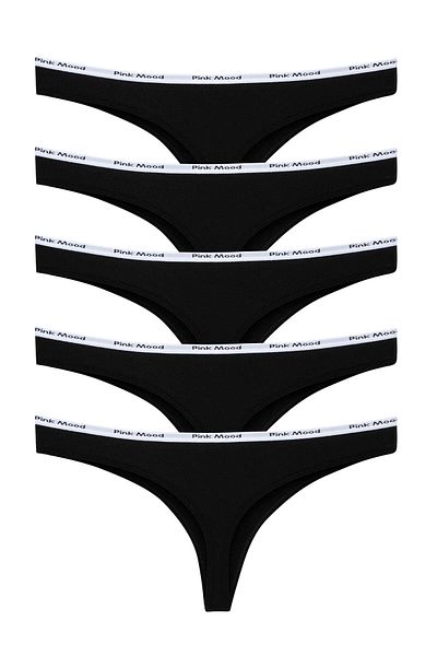 pink mood Beli Band Elastic Cotton Sexy Thong 5 Pack