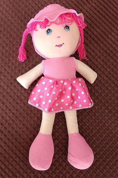 Nostalji Kutusu Sleeping Companion Toy Cloth Doll Pink Polka Dot Patterned Dress 65 Cm Gift for Lover Child