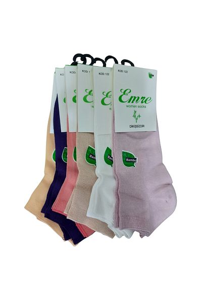 Emre & TrendCorap 6 чифта бамбукови къси спортни безшевни чорапи до глезена за жени - цветни