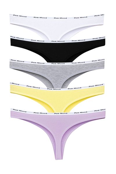 pink mood Beli Band Elastic Cotton Sexy Thong 5 Pack