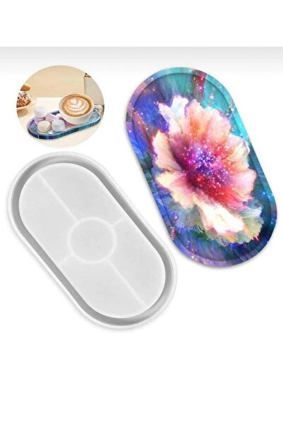 Şenhomee Epoksi Kalıp Silikon Mini Tepsi Sunumluk Kalıbı Oval Tabak Kalıbı 19...