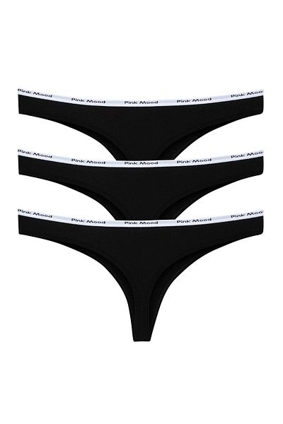pink mood Belt Elastic Cotton Sexy Thong 3 Pack