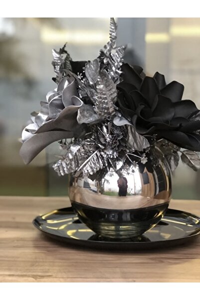 vazo Evci Home Paşabahçe Gümüş Renk Aynalı Cam