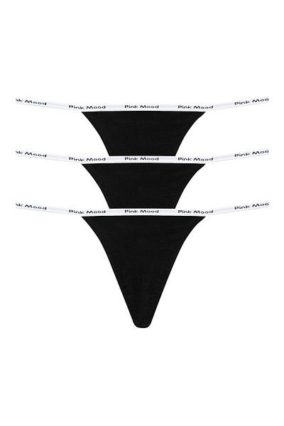 pink mood Thin Band Rubber Cotton Sexy t Thong 3' Pack
