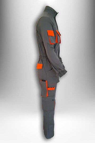 simgeden iş elbiseleri Antrasit Turuncu İş Boy Tulum Dsm Dizlikli